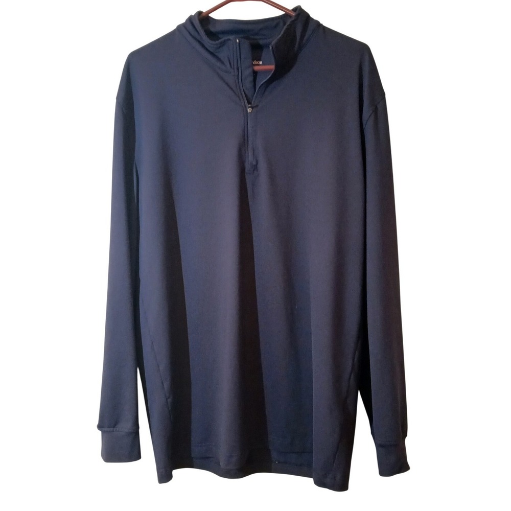 GreenSide Large Mens 1/4 Zip Pullover Navy Blue Performance Athletic Mock Neck